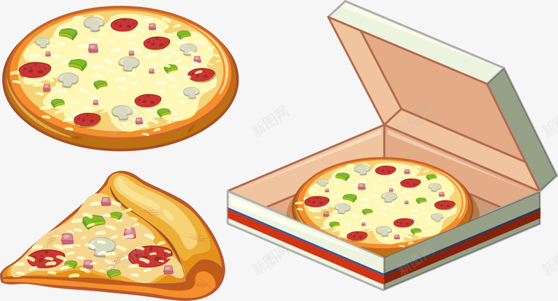 手绘披萨png免抠素材_新图网 https://ixintu.com 外卖 手绘 披萨 披萨盒 飞机盒