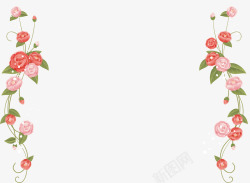 卡通文胸花卉边框红色花朵边框高清图片