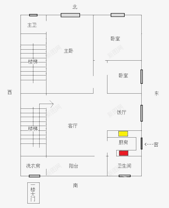 三室一厅小区房平面图png免抠素材_新图网 https://ixintu.com 室内平面图 室内设计 小区室内平面图 小区房平面图 房屋平面图 房屋设计图