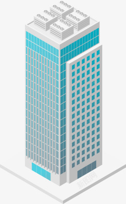 25D蓝色办公大楼矢量图高清图片