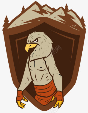 褐色卡通老鹰LOGO图标图标