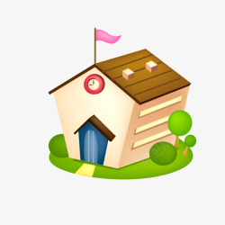 彩色小房子手绘卡通c4d小木屋小房子高清图片