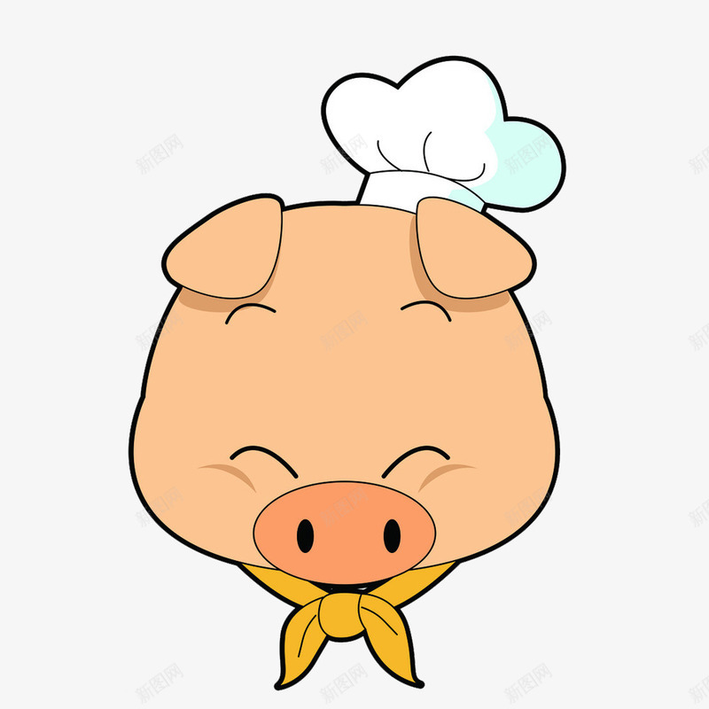 厨师猪头猪简笔画png免抠素材_新图网 https://ixintu.com 动物剪影 动物简笔画 厨师猪头简笔画 手绘 手绘动物 猪简笔画 简洁