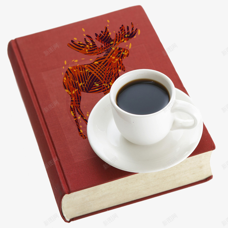 红色书本上的咖啡psd免抠素材_新图网 https://ixintu.com 书本 咖啡 咖啡和书 咖啡杯 白色陶瓷咖啡杯 红色书本 红色书本上的咖啡
