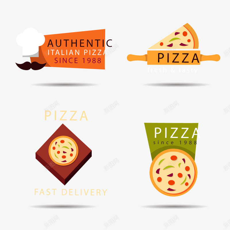 餐厅商标图标png_新图网 https://ixintu.com LOGO 厨师 披萨饼 盒子