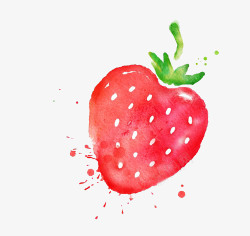 手绘水果西瓜草莓葡萄水彩草莓高清图片