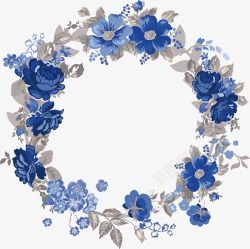 环保圆形底花样纹理圆形蓝色装饰花纹边框底矢量图高清图片