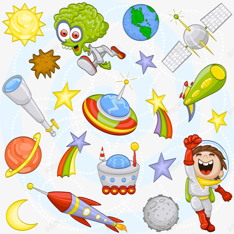 星球png免抠素材_新图网 https://ixintu.com 卫星 星球 望远镜 火箭
