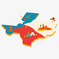 德克萨斯州卡通欧美地图美国德克萨斯州地图矢量图高清图片