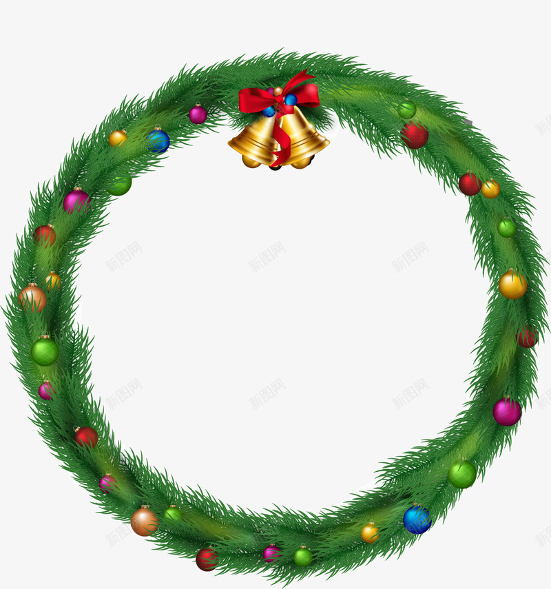 圣诞节绿色铃铛草圈png免抠素材_新图网 https://ixintu.com Christmas Merry 圣诞快乐 圣诞球 圣诞节 草圈 铃铛