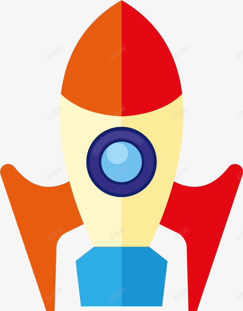 红黄色对称的扁平火箭矢量图eps免抠素材_新图网 https://ixintu.com 卡通火箭 对称 扁平的火箭 火箭 火箭升空 火箭飞船 矢量图