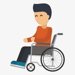 助残卡通风格坐着轮椅的人物矢量图高清图片