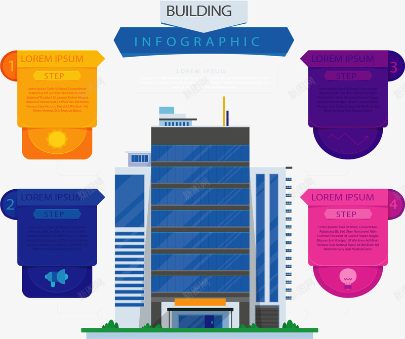 商务风信息图表大楼矢量图ai免抠素材_新图网 https://ixintu.com 信息图表 公司大楼 商务 商务图表 大楼 矢量png 矢量图