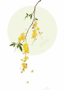 黄色花朵花卉月亮素材