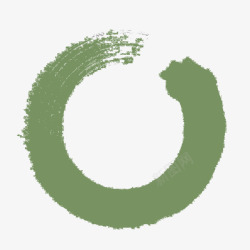 实心圆圈绿色圆圈水墨毛笔笔刷元素高清图片