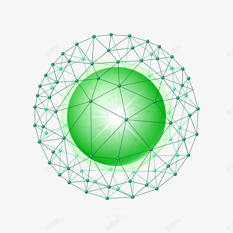 绿色科技网格线条球png免抠素材_新图网 https://ixintu.com 圆形 护眼 球体 科技 科技线条球 立体 线条 绿色 网格