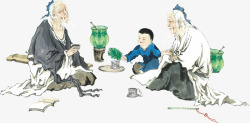 茶文化古风水墨古风人物品茶高清图片