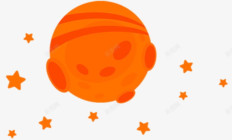 橘色星球元素png免抠素材_新图网 https://ixintu.com 儿童 卡通 星星 星球