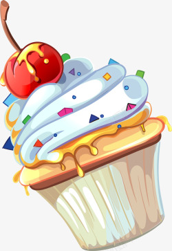 冰淇淋水果樱桃小纸杯冰淇淋可爱蛋糕手高清图片