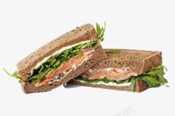 芝麻菜特写美味三明治高清图片