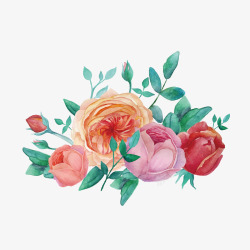 复古油画花卉手绘母女亲情花朵装饰元素矢量图高清图片