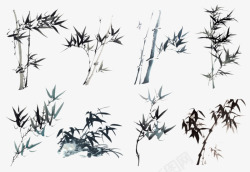 八种水墨竹子画素材