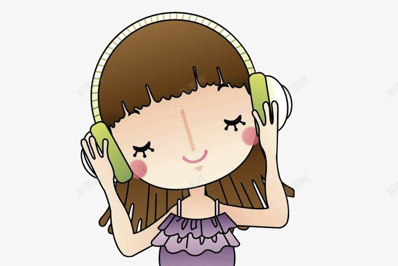 戴耳机的小女孩png免抠素材_新图网 https://ixintu.com 听歌 听歌的人 女孩 戴耳机的人 绿色 耳机