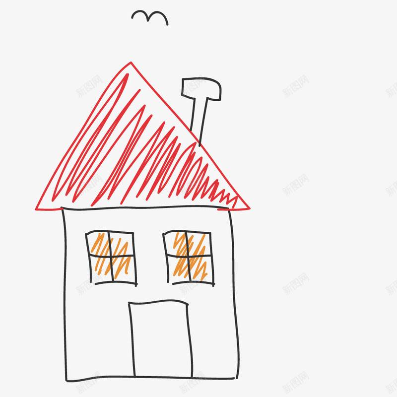 涂鸦小房子手绘图png免抠素材_新图网 https://ixintu.com 小房子 房屋 涂鸦 窗户 简笔 线条 绘画图