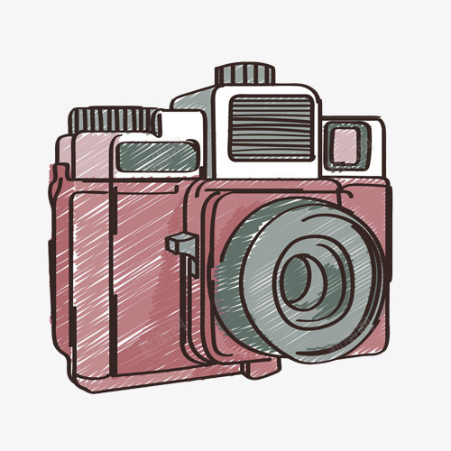 照相机手绘画片psd免抠素材_新图网 https://ixintu.com 手绘色彩 摄影工具 数码相机 照相机 紫色