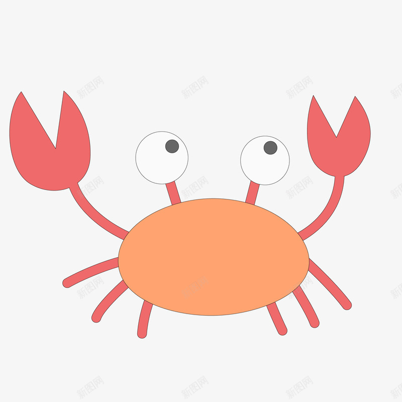 卡通红色的螃蟹动物矢量图ai免抠素材_新图网 https://ixintu.com 动物设计 卡通 沙滩 海边 红色 螃蟹 矢量图