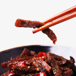筷子夹烧猪肉筷子夹肉丝高清图片