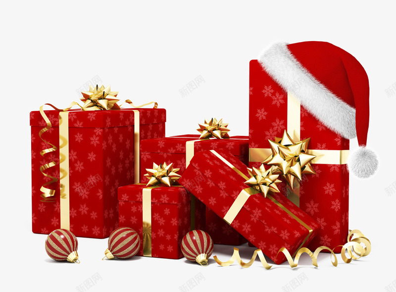 红色圣诞节礼盒png免抠素材_新图网 https://ixintu.com 圣诞节 礼盒 红色