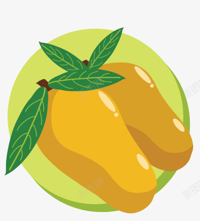 手绘芒果png免抠素材_新图网 https://ixintu.com 圆形 手绘 水果 水果图案 芒果