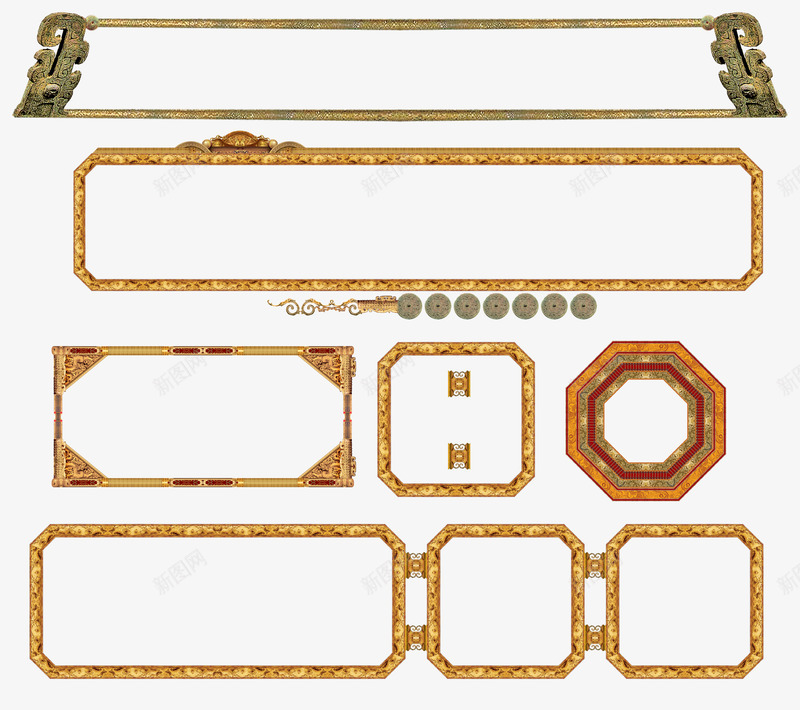 边框png免抠素材_新图网 https://ixintu.com 宫廷 框架 相框 精美 花边 金色