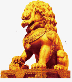 金色石狮狮子石狮子金色石狮国庆节高清图片