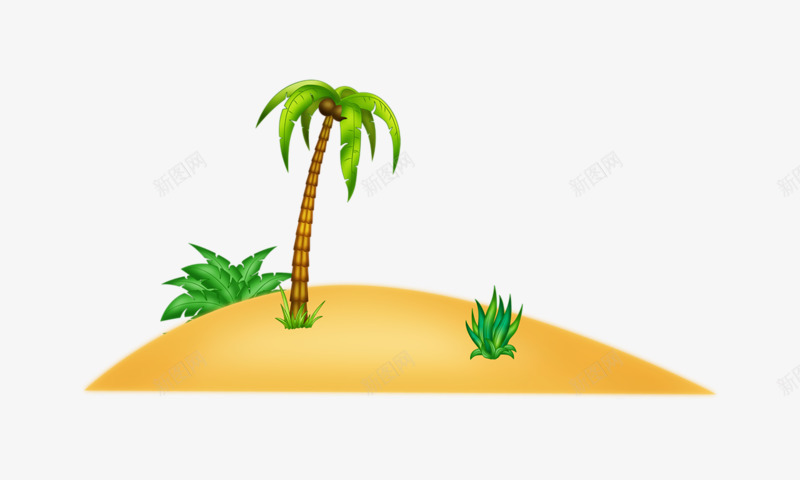 沙滩上的椰子树png免抠素材_新图网 https://ixintu.com 椰子 沙滩 绿树 绿草
