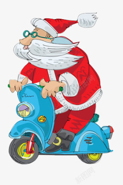 骑电瓶车的圣诞老人素材