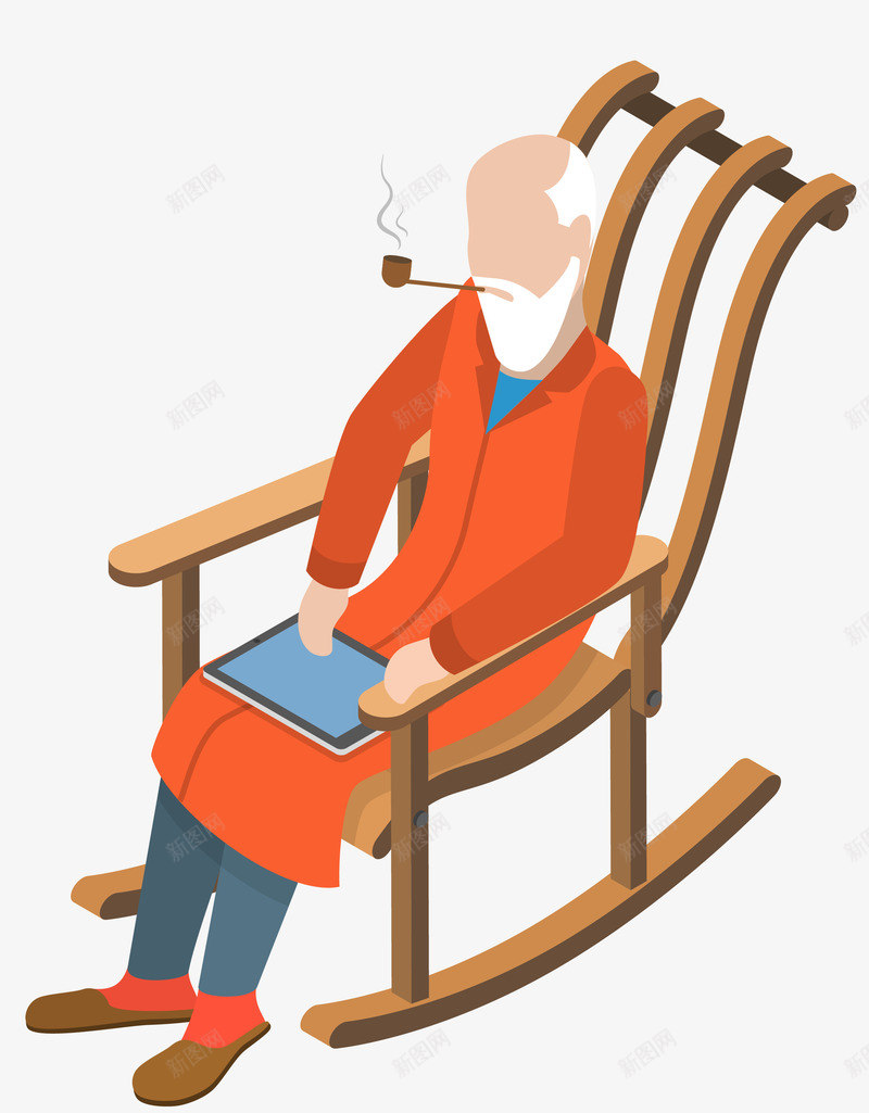 抽烟的老人png免抠素材_新图网 https://ixintu.com 孤独 弱势群体 抽烟 木椅 老人