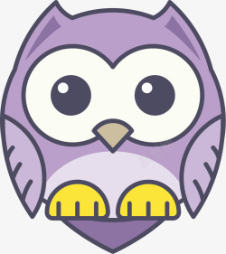 紫色圆润卡通猫头鹰矢量图素材
