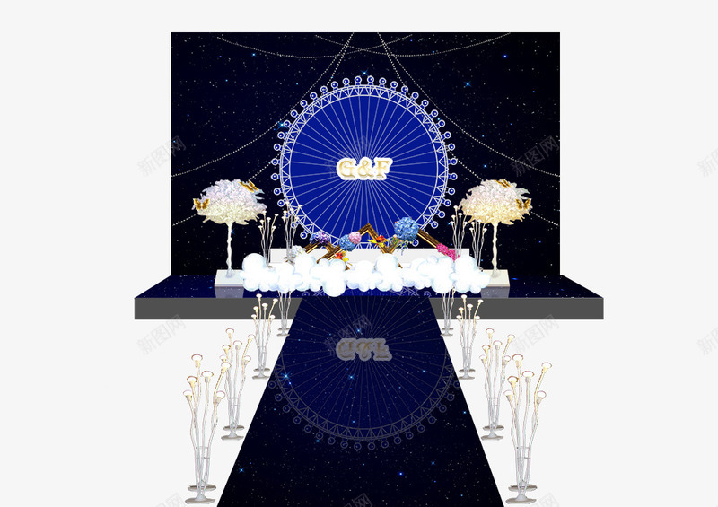 庆典舞台png免抠素材_新图网 https://ixintu.com KT板 大型 大型舞台 婚庆 婚礼 欧式 渐变 皇冠 舞台 花边 设计