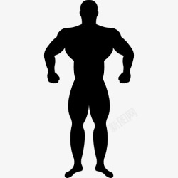 男运动员肌肉的体操运动员的剪影图标高清图片