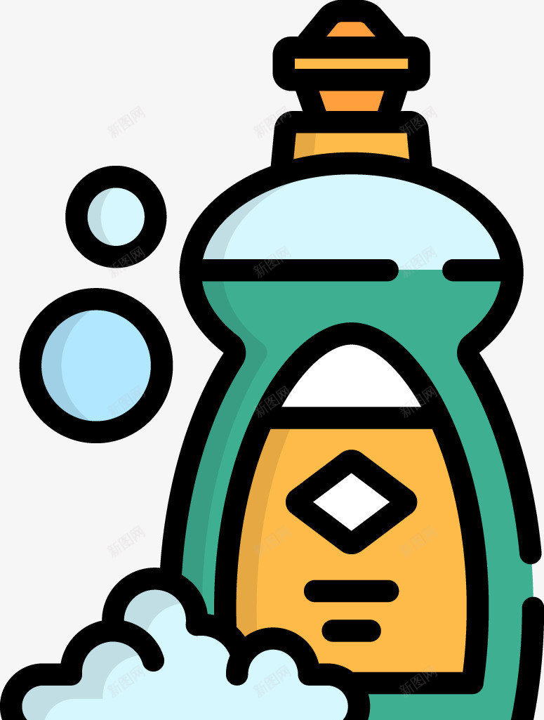 一瓶洗洁精手绘图png免抠素材_新图网 https://ixintu.com 包装 厨房用品 塑料瓶 洗洁精 清洁 清理油渍