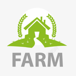 农场logo卡通扁平化农场房子logo图标高清图片