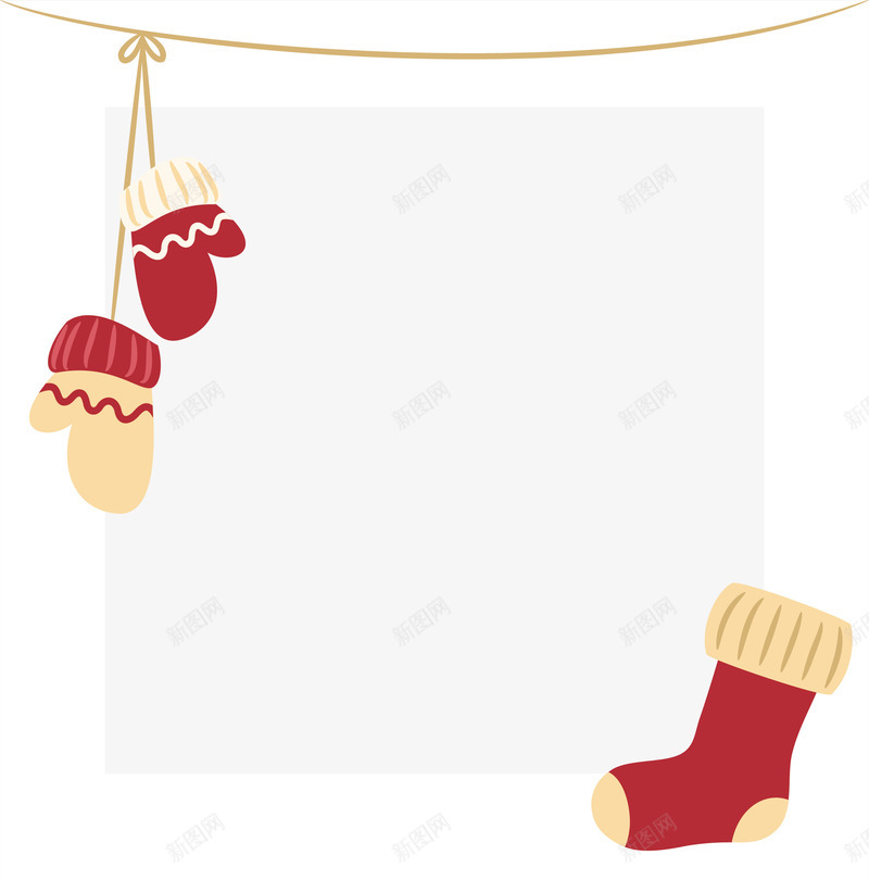 圣诞袜手套相框png免抠素材_新图网 https://ixintu.com 圣诞手套 圣诞相框 圣诞袜 白色相框 相框 矢量png