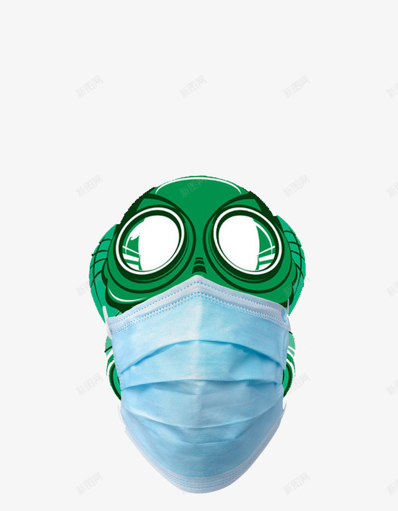卡通面具png免抠素材_新图网 https://ixintu.com 一次性口罩 医用用品 绿色面具 试验化学用品 防毒面罩