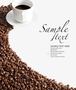 香浓咖啡和咖啡豆Sampletext高清图片