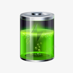 大电池3d绿色闪电标志环保电池图标高清图片