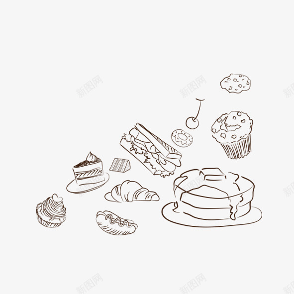 手绘面包蛋糕png免抠素材_新图网 https://ixintu.com 平面设计 手绘 蛋糕 装饰 面包