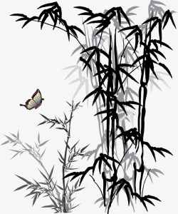 蜻蜓竹子水墨画竹子矢量图高清图片