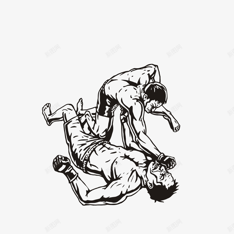 手绘搏击比赛场景png免抠素材_新图网 https://ixintu.com 手绘图 搏击比赛 搏斗 散打搏击 被打倒的选手